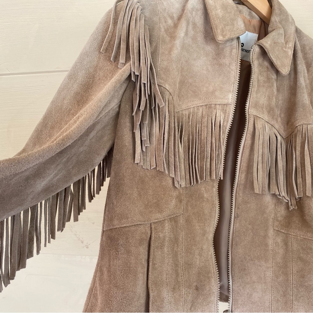 Vintage 80s fringe leather jacket sz Small